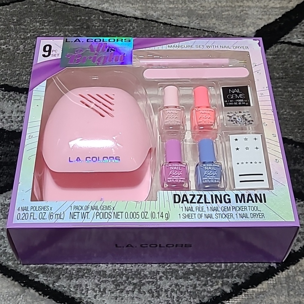 L.A COLORS DAZZLING MANI NAIL DRYER LIMITED EDITION COLORS GEMS TOOLS STICKERS